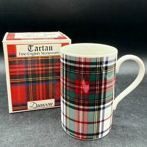 Dunoon Dress Stewart Tartan Coffee Tea Mug Stoneware Vintage Made in Scotland